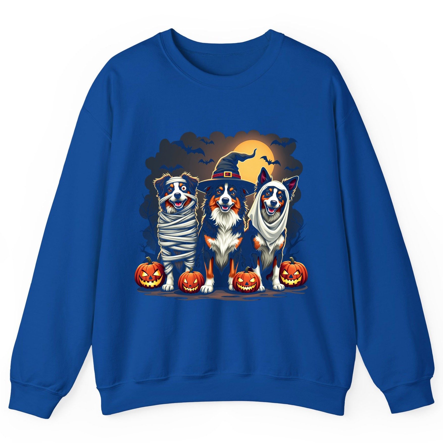 Australian Shepherd Halloween Dogs australian shepherd dogs Sweatshirt Royal product mockup