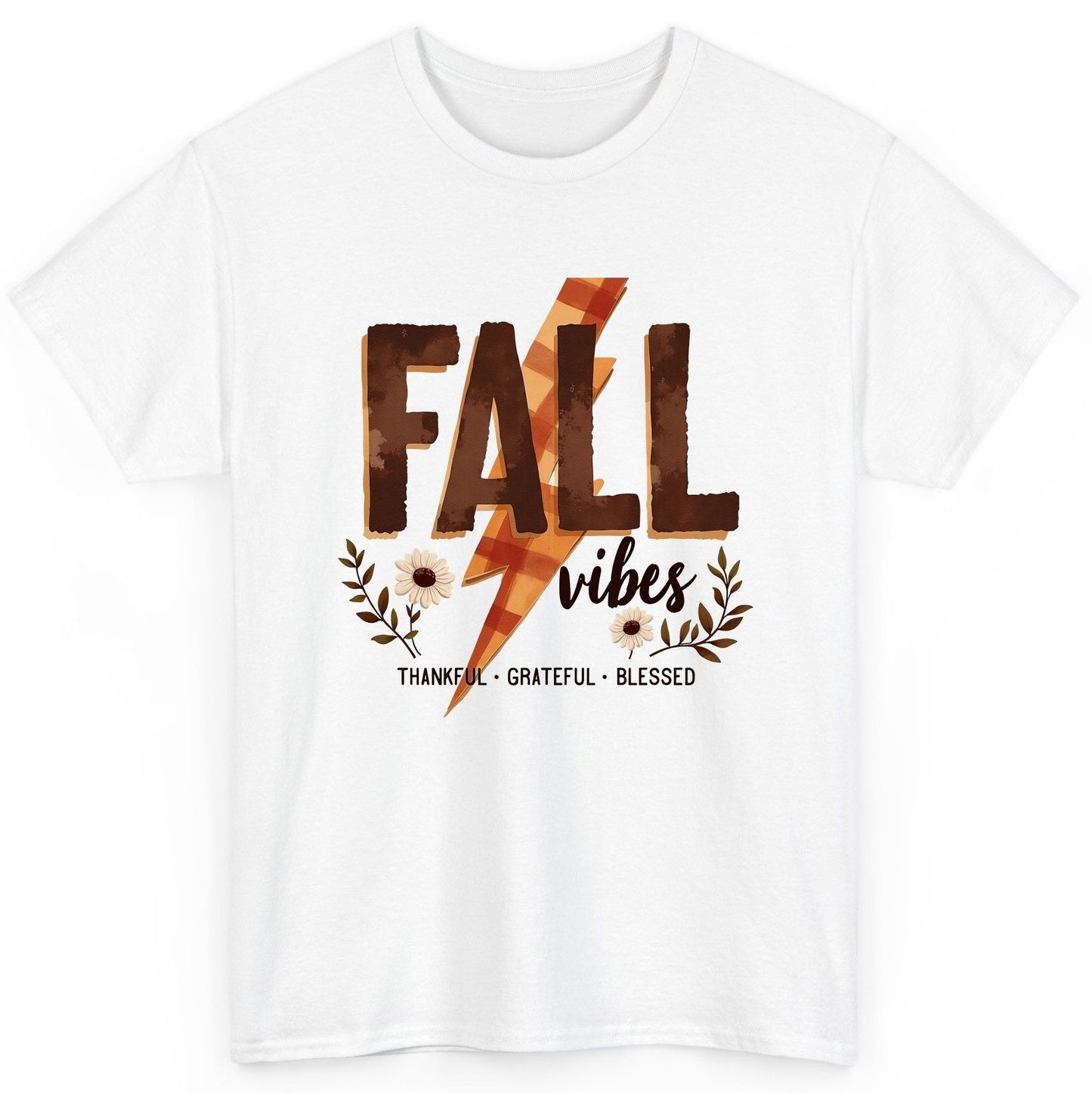 Fall Vibes Thankful Grateful Blessed autumn T-Shirt White product mockup