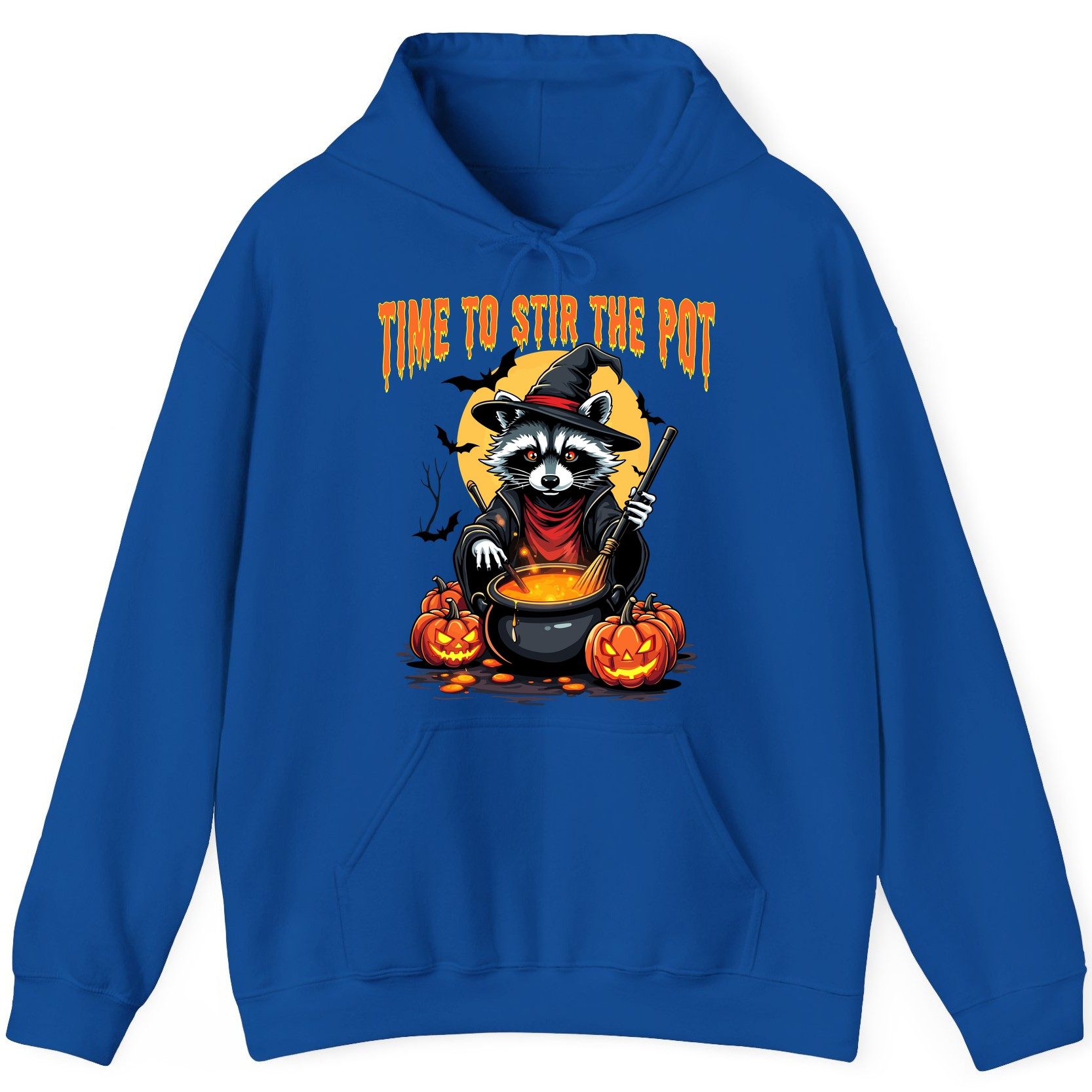Time to Stir the Pot Halloween raccoon Hoodie Royal product mockup