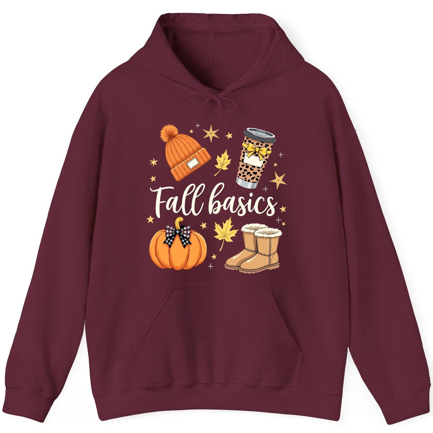 Fall Basics autumn essentials Hoodie Maroon product mockup