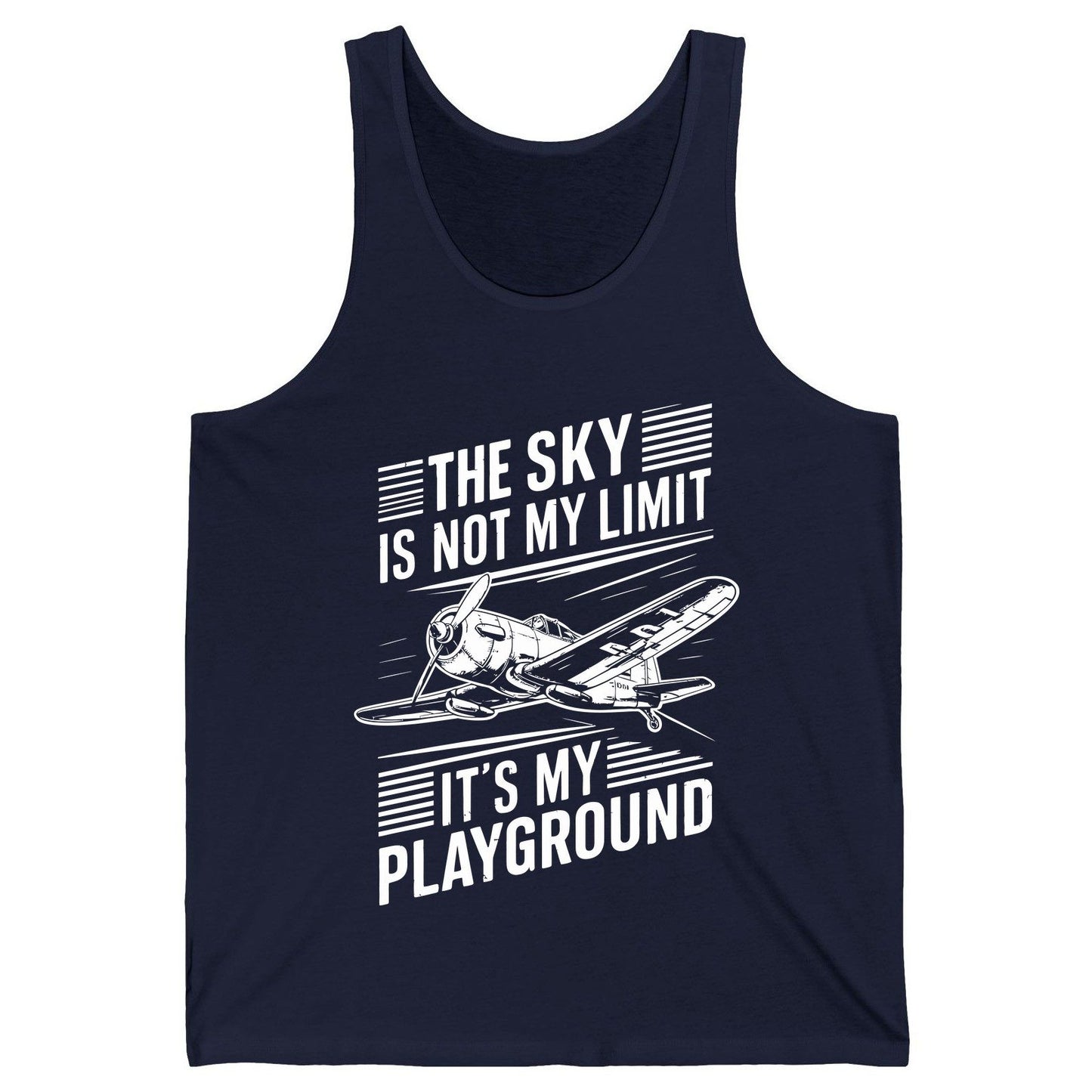 The Sky Is Not My Limit It's My Playground vintage airplane Tank Top Navy product mockup