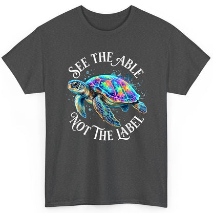 See the Able Not the Label Autism Awareness T-Shirt - product mockup - Dark Heather