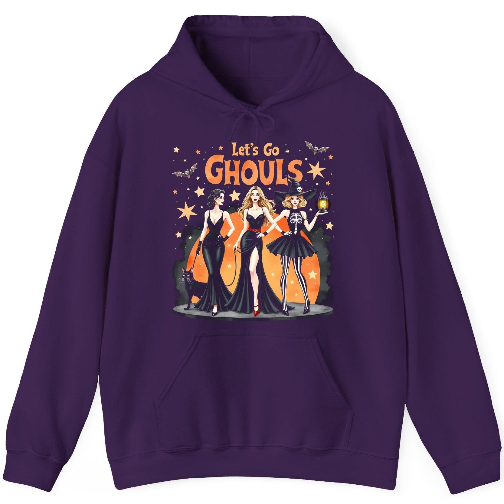 Let's Go Ghouls Halloween women Hoodie Purple product mockup