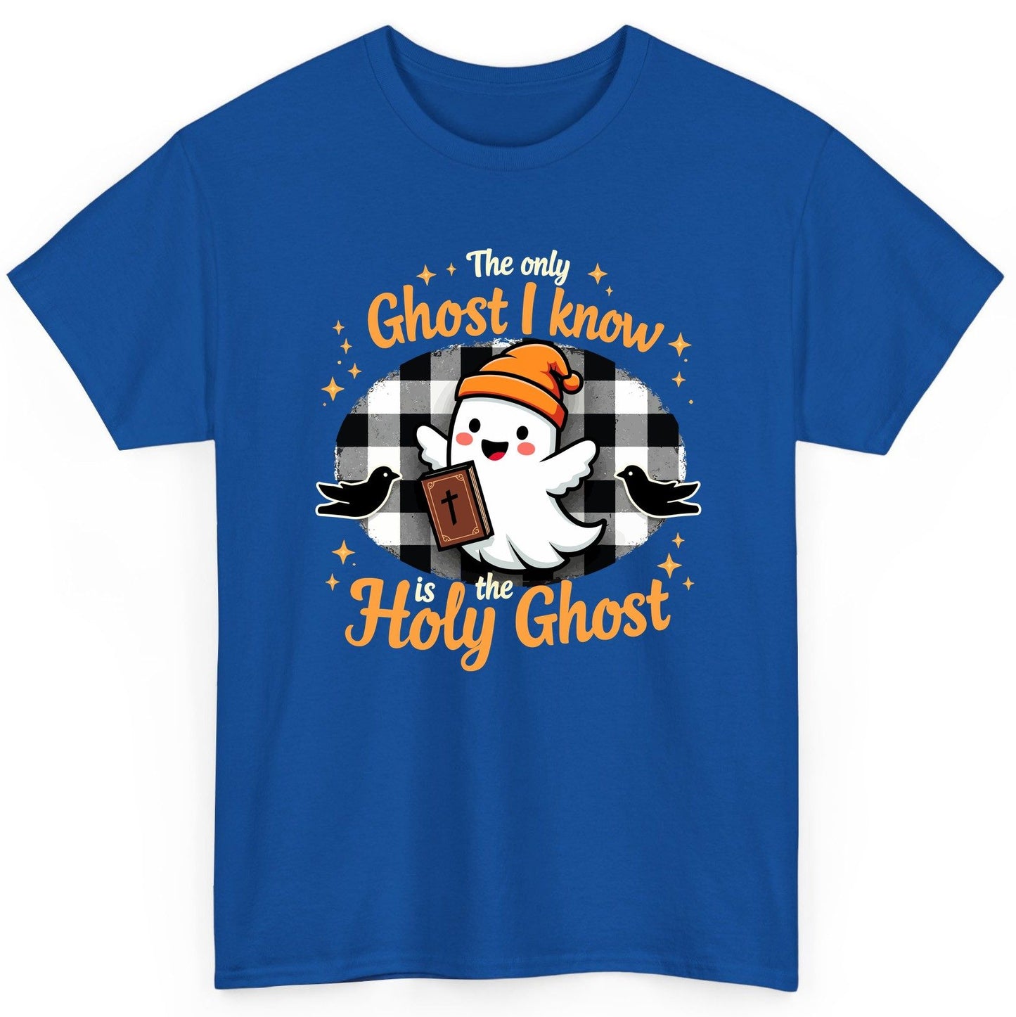 The Only Ghost I Know Is the Holy Ghost christian Halloween T-Shirt Royal product mockup