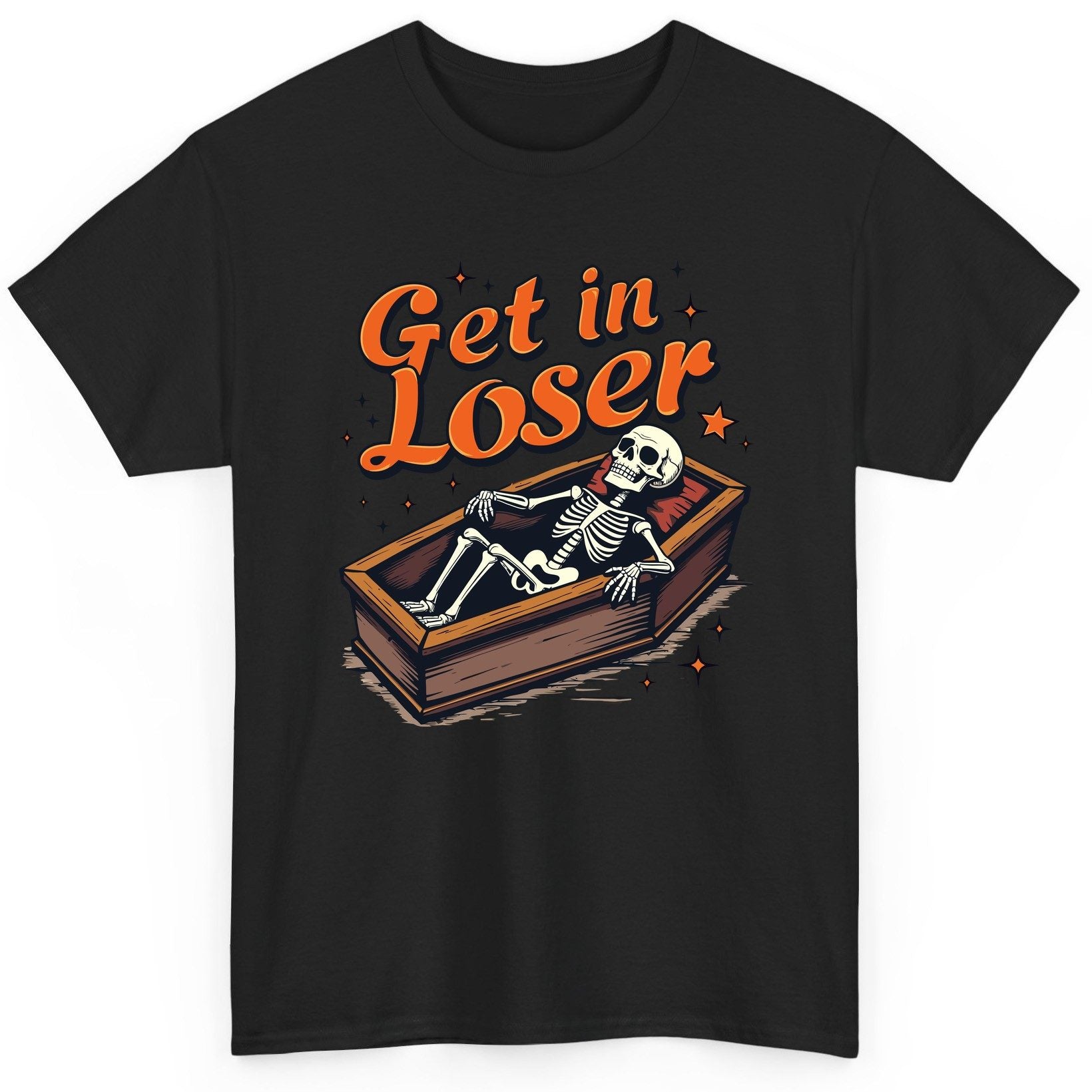 Get in Loser skeleton in coffin T-Shirt Black product mockup
