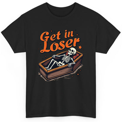 Get in Loser skeleton in coffin T-Shirt Black product mockup