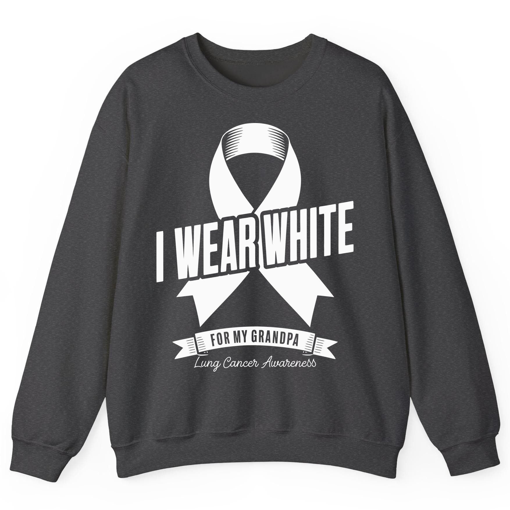 I Wear White for My Grandpa lung cancer awareness Sweatshirt Dark Heather product mockup