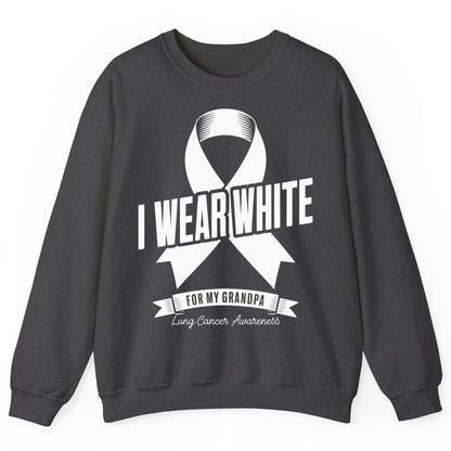 I Wear White for My Grandpa lung cancer awareness Sweatshirt Dark Heather product mockup