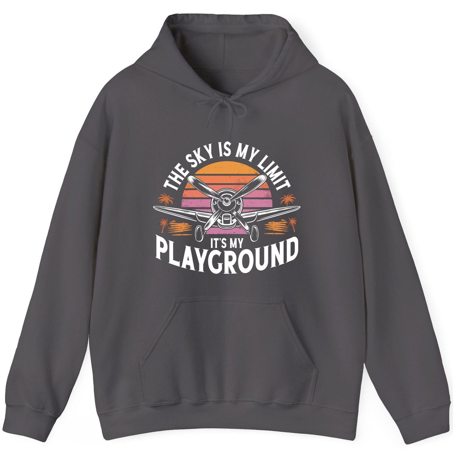 The Sky Is My Limit It's My Playground aviation Hoodie Charcoal product mockup