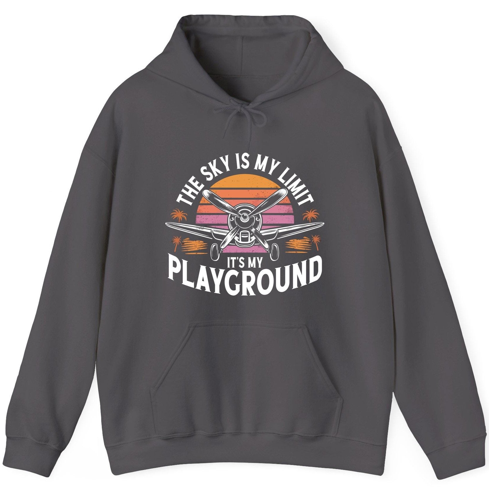 The Sky Is My Limit It's My Playground aviation Hoodie Charcoal product mockup