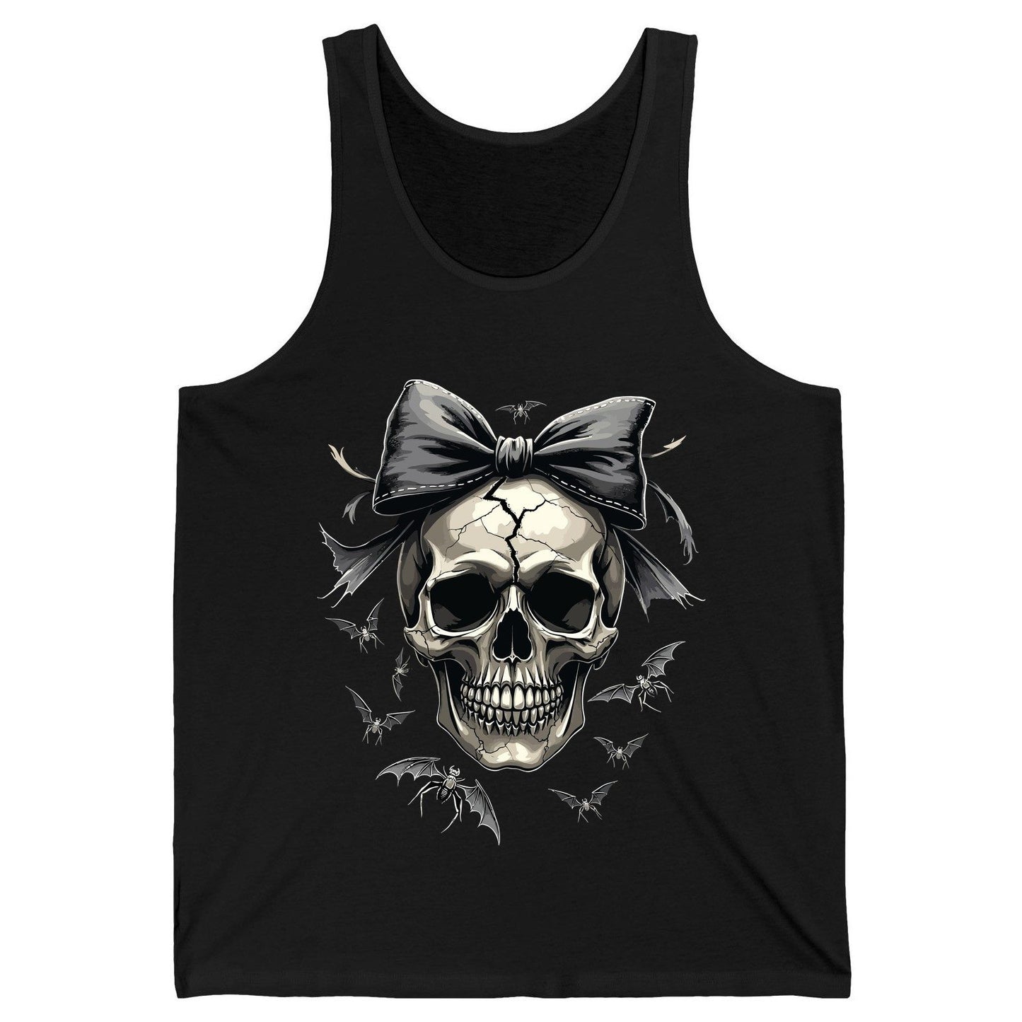 Gothic Skull with Bow gothic skull Tank Top Black product mockup