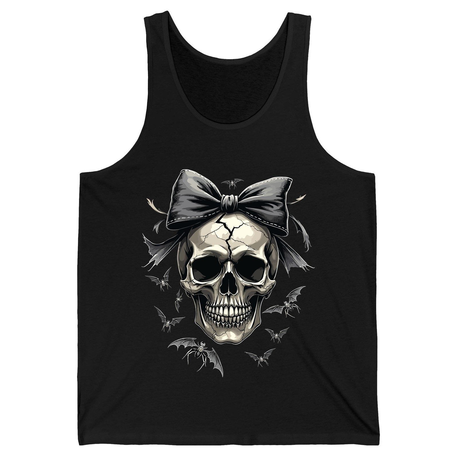 Gothic Skull with Bow gothic skull Tank Top Black product mockup