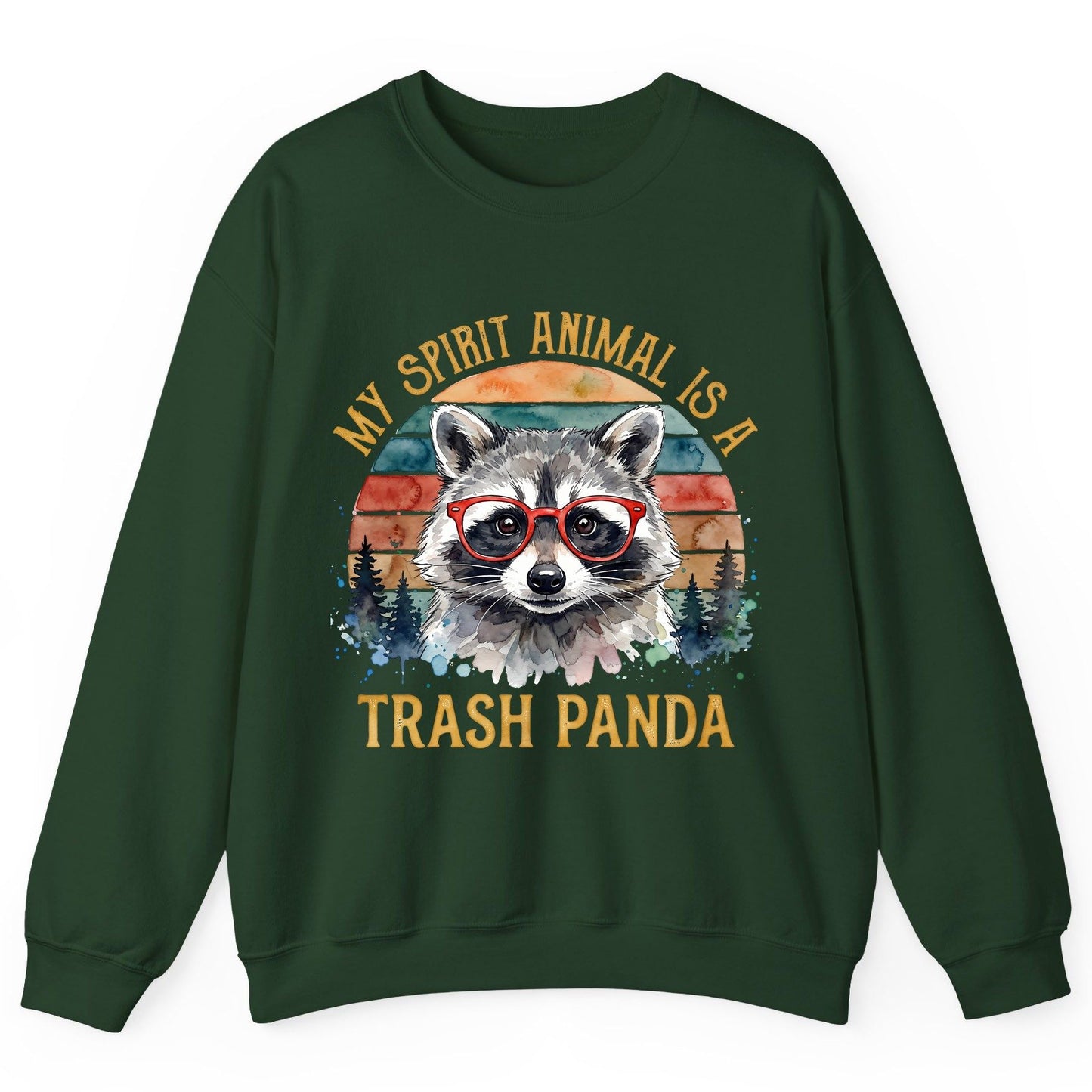 My Spirit Animal Is a Trash Panda raccoon Sweatshirt Forest Green product mockup