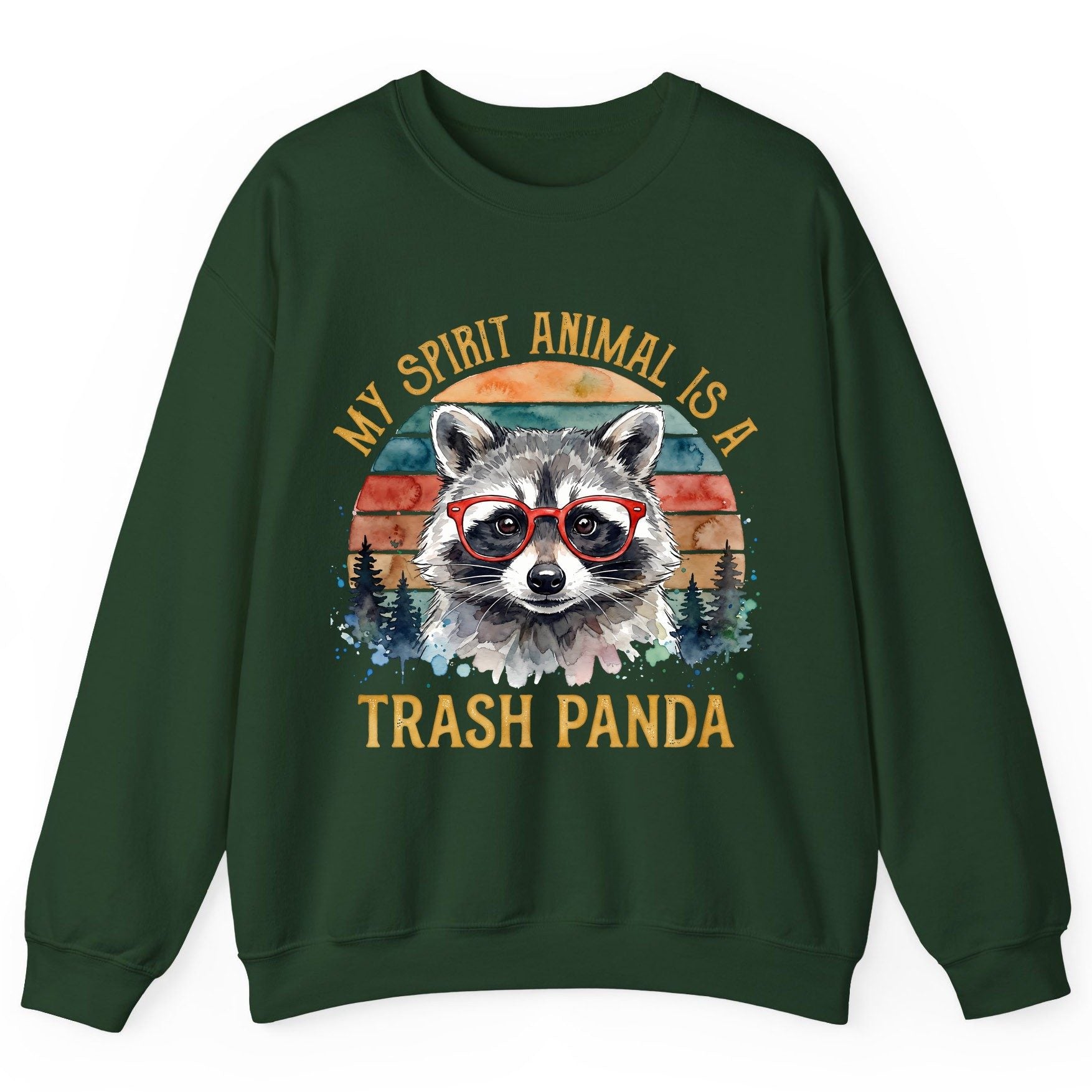 My Spirit Animal Is a Trash Panda raccoon Sweatshirt Forest Green product mockup