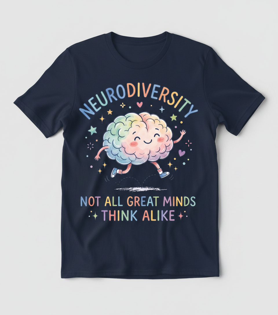 Neurodiversity Not All Great Minds Think Alike T-Shirt - Navy