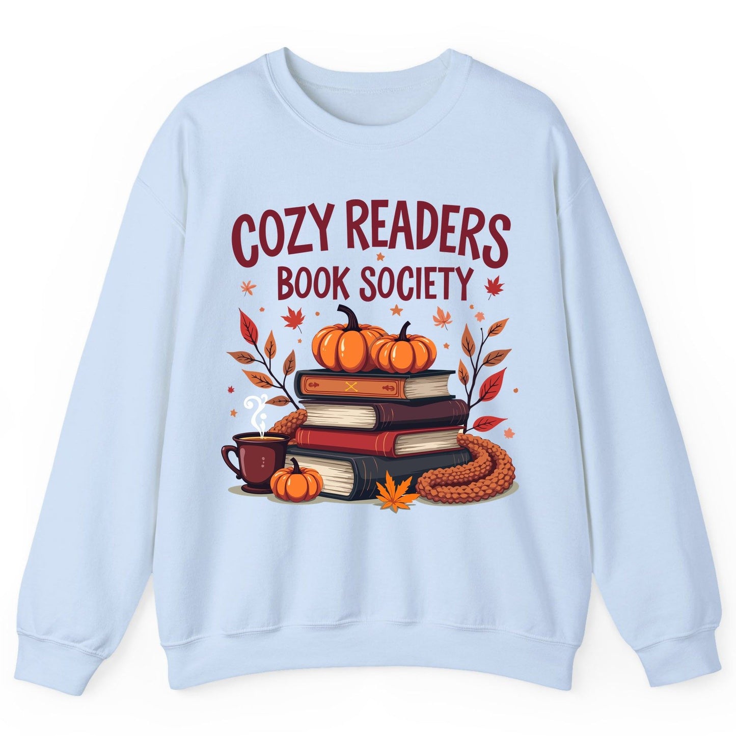 Cozy Readers Book Society reading Sweatshirt Light Blue product mockup