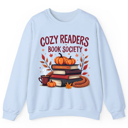 Cozy Readers Book Society reading Sweatshirt Light Blue product mockup