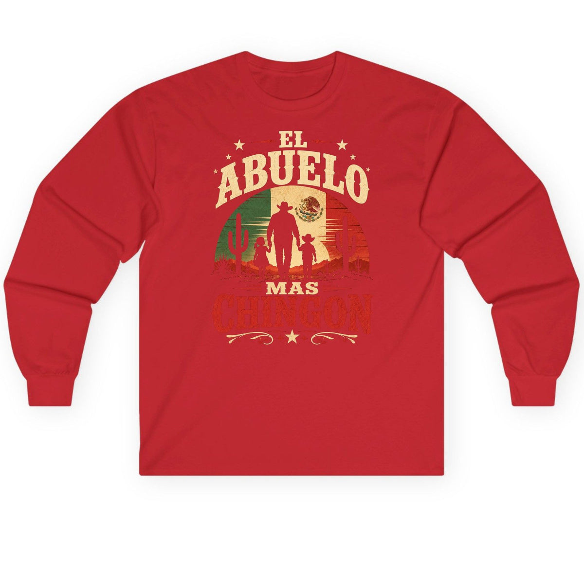 El Abuelo Mas Chingon mexican grandfather Long Sleeve Tee Red product mockup