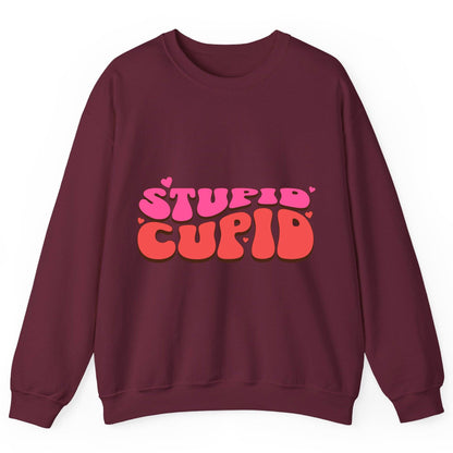 Stupid Cupid anti-Valentine's Day Sweatshirt Maroon product mockup