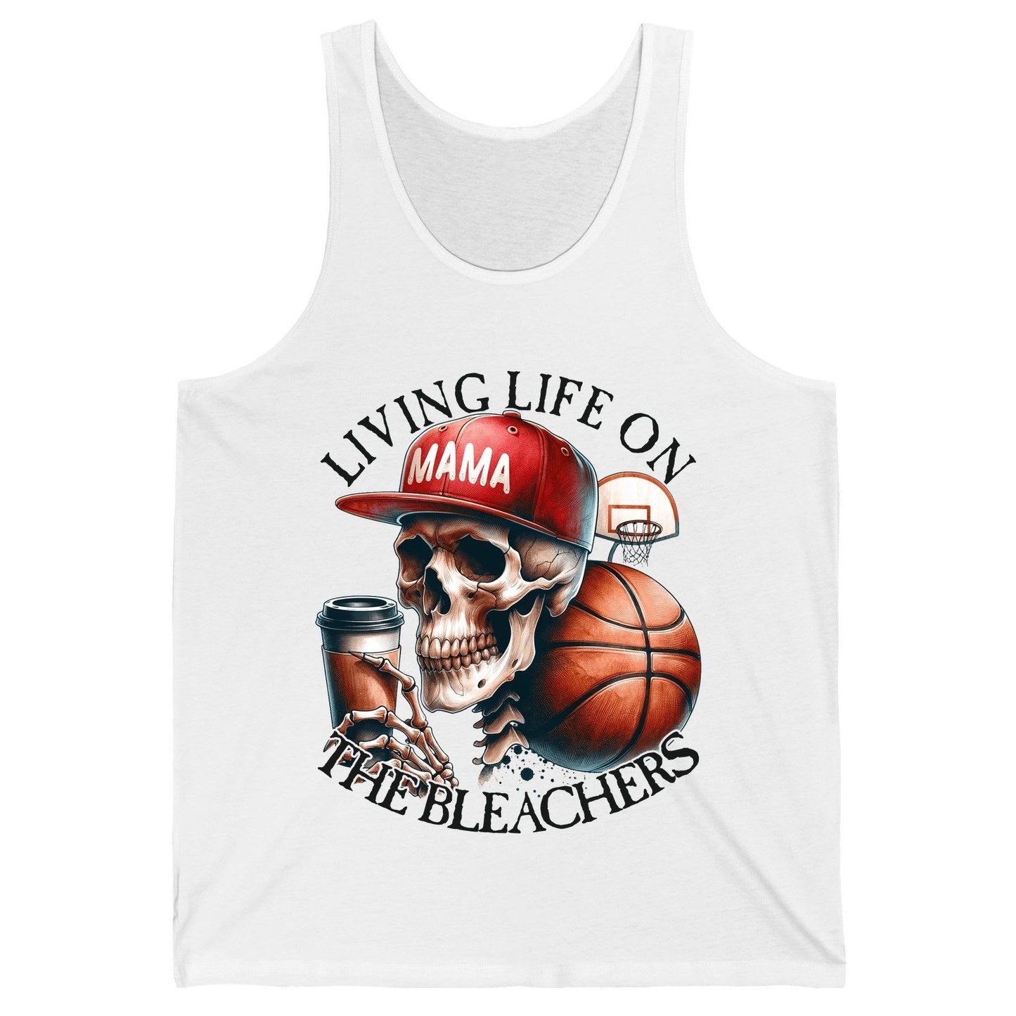 Living Life on the Bleachers Mama basketball mom Tank Top White product mockup