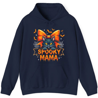 Spooky Mama black cat Hoodie Navy product mockup