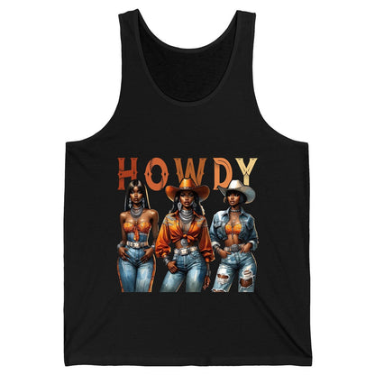 Howdy black cowgirls Tank Top Black product mockup