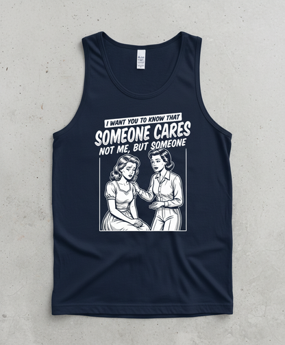 Someone Cares Not Me Sarcastic Retro Comic Design Tank Top - Navy
