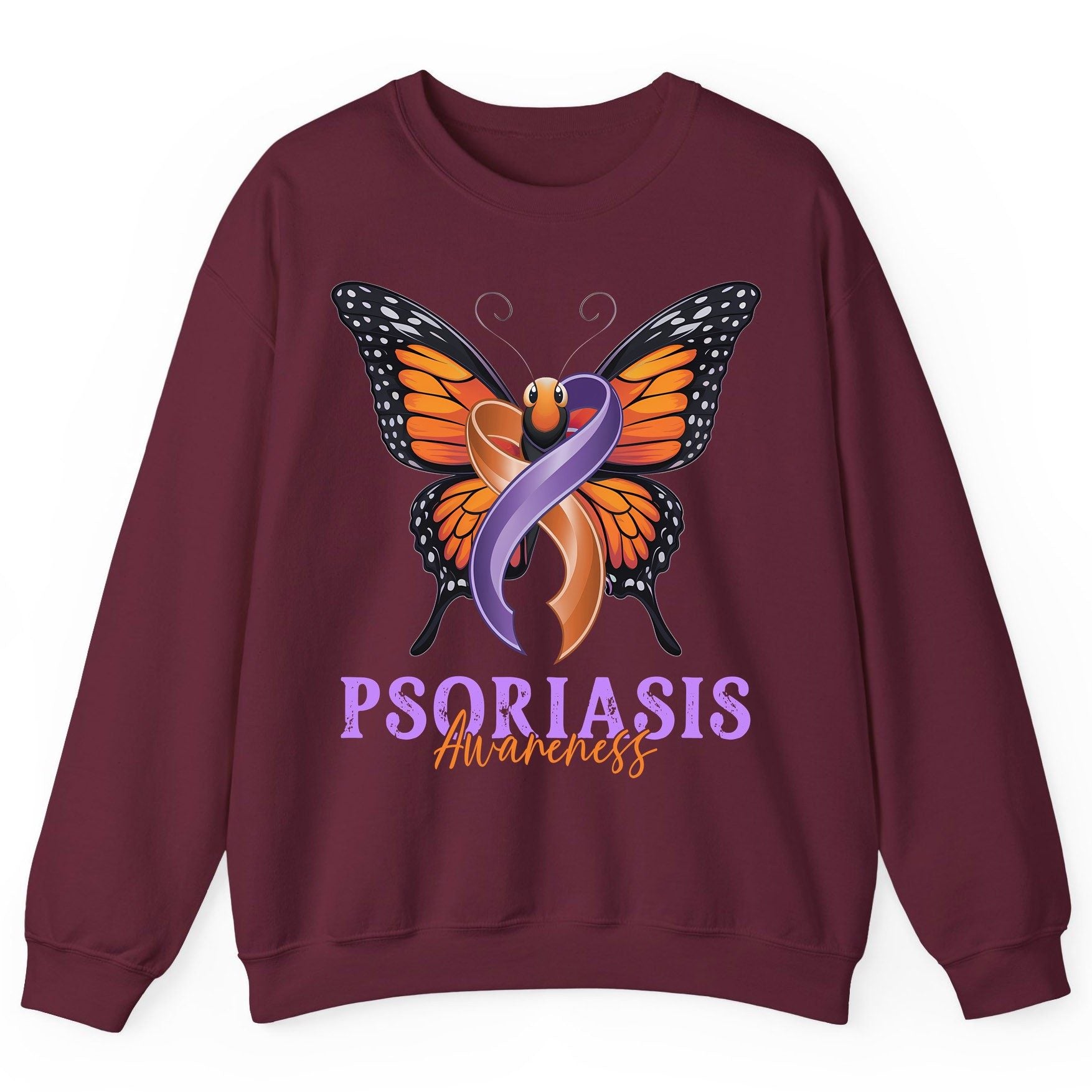 Psoriasis Awareness psoriasis awareness Sweatshirt Maroon product mockup