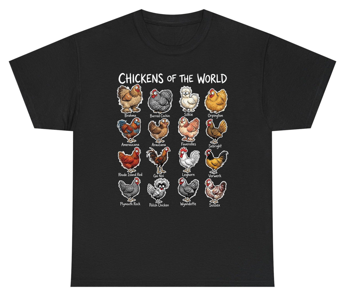 Chickens of the World chicken breeds Youth T-Shirt Black product mockup