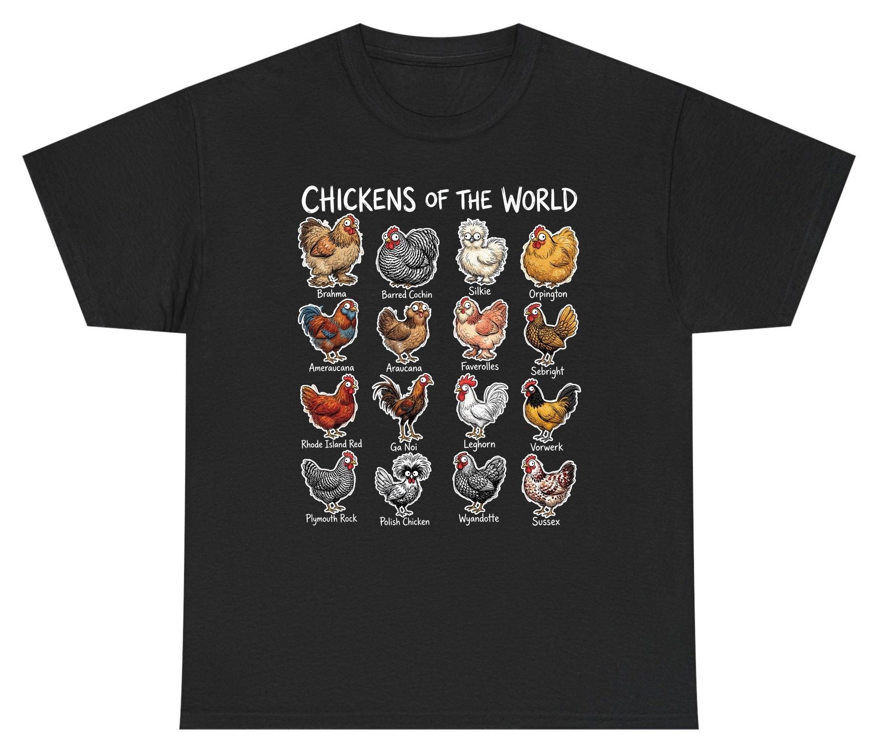 Chickens of the World chicken breeds Youth T-Shirt Black product mockup