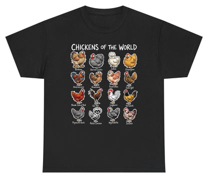 Chickens of the World chicken breeds Youth T-Shirt Black product mockup