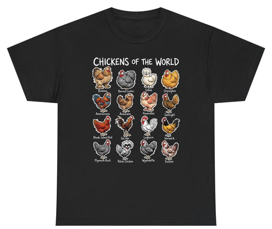 Chickens of the World chicken breeds Youth T-Shirt Black product mockup