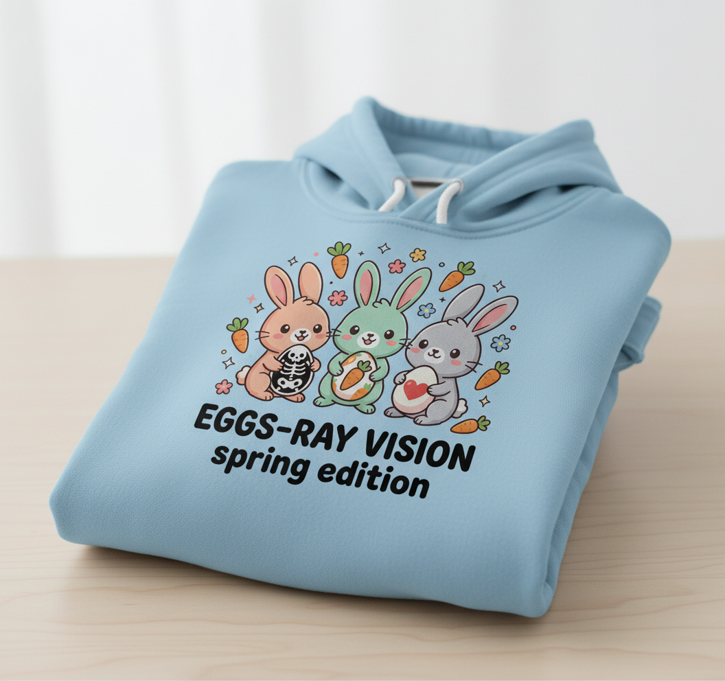 Kawaii Pastel Goth Easter Bunnies Hoodie - Light Blue