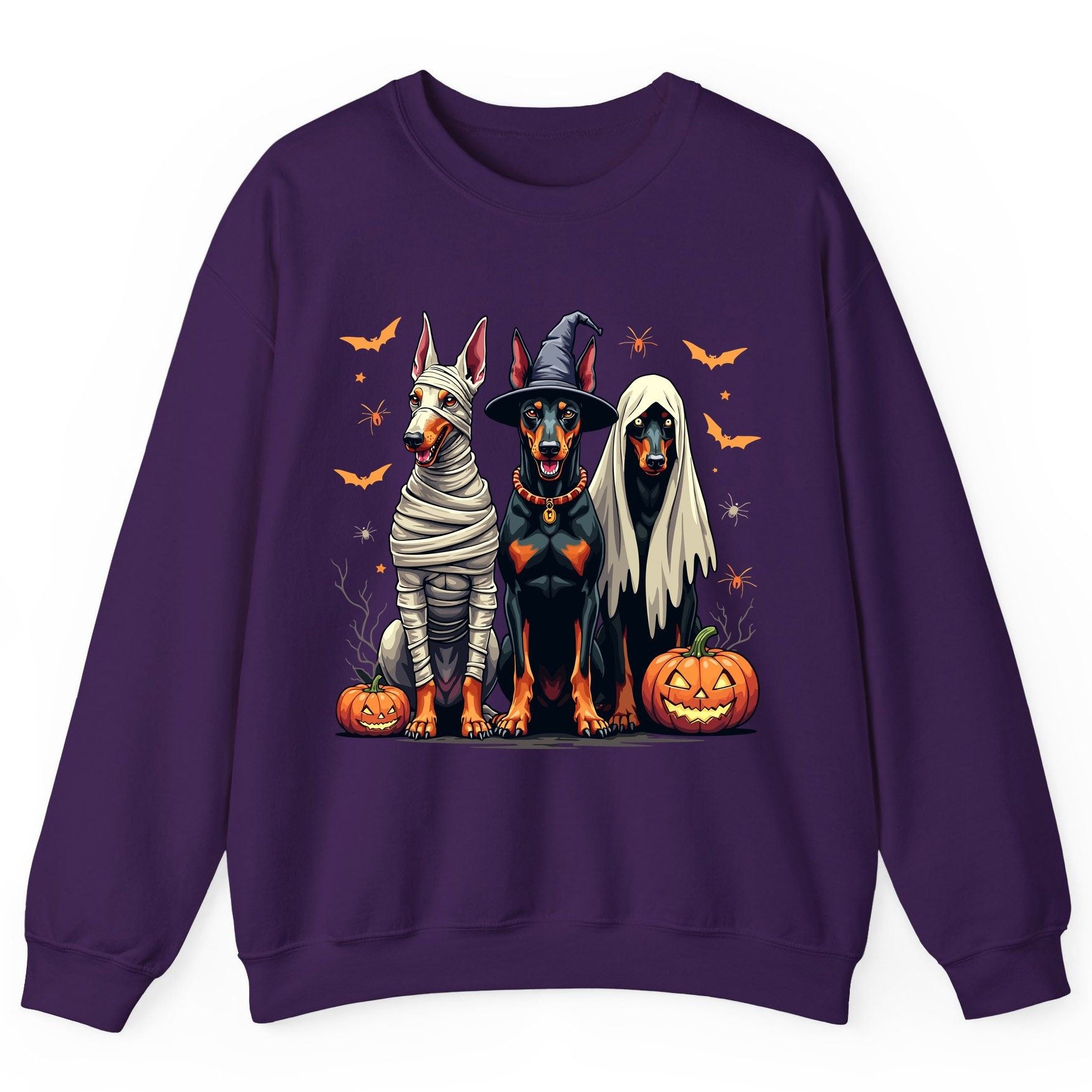 Halloween Doberman Trio doberman pinscher Sweatshirt Purple product mockup