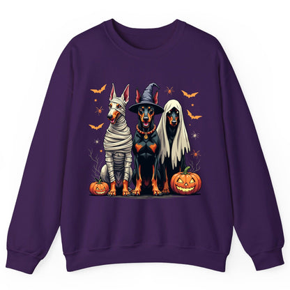 Halloween Doberman Trio doberman pinscher Sweatshirt Purple product mockup