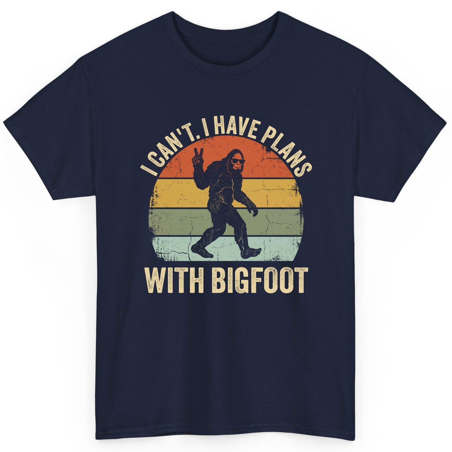 I Can't I Have Plans with Bigfoot bigfoot T-Shirt Navy product mockup