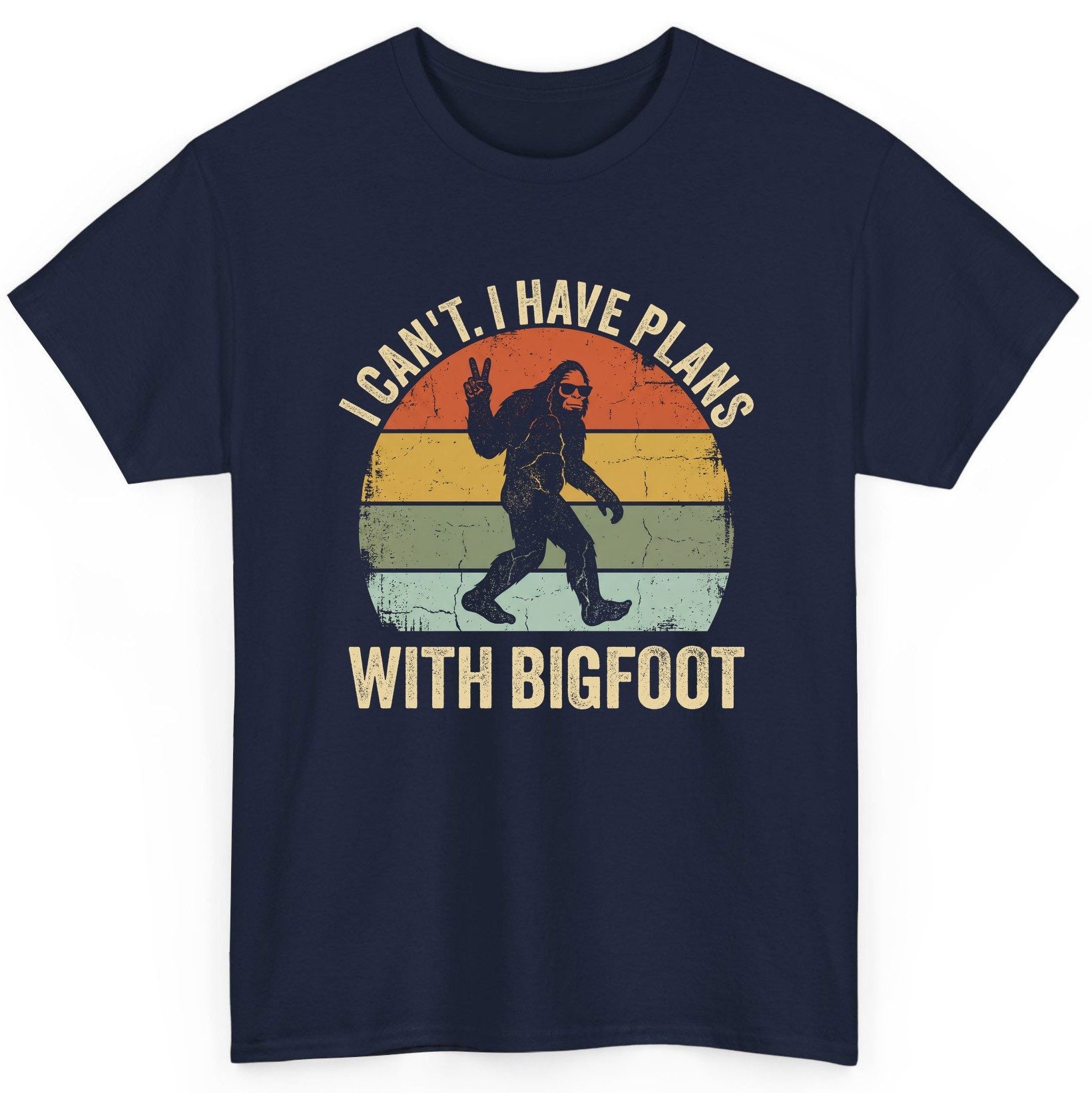 I Can't I Have Plans with Bigfoot bigfoot T-Shirt Navy product mockup