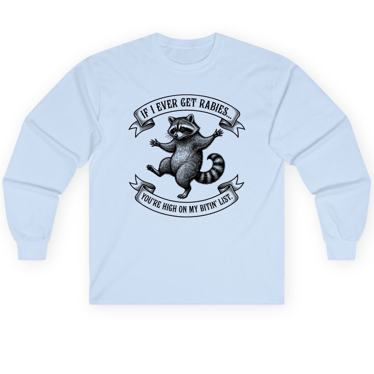 Subtle Raccoon Sketch raccoon Long Sleeve Tee Light Blue product mockup