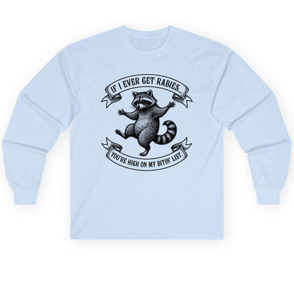 Subtle Raccoon Sketch raccoon Long Sleeve Tee Light Blue product mockup