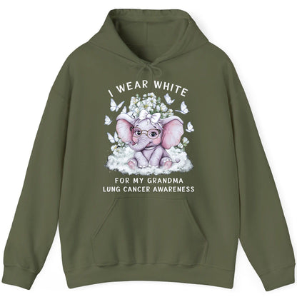 I Wear White for My Grandma Lung Cancer Awareness lung cancer awareness Hoodie Military Green product mockup