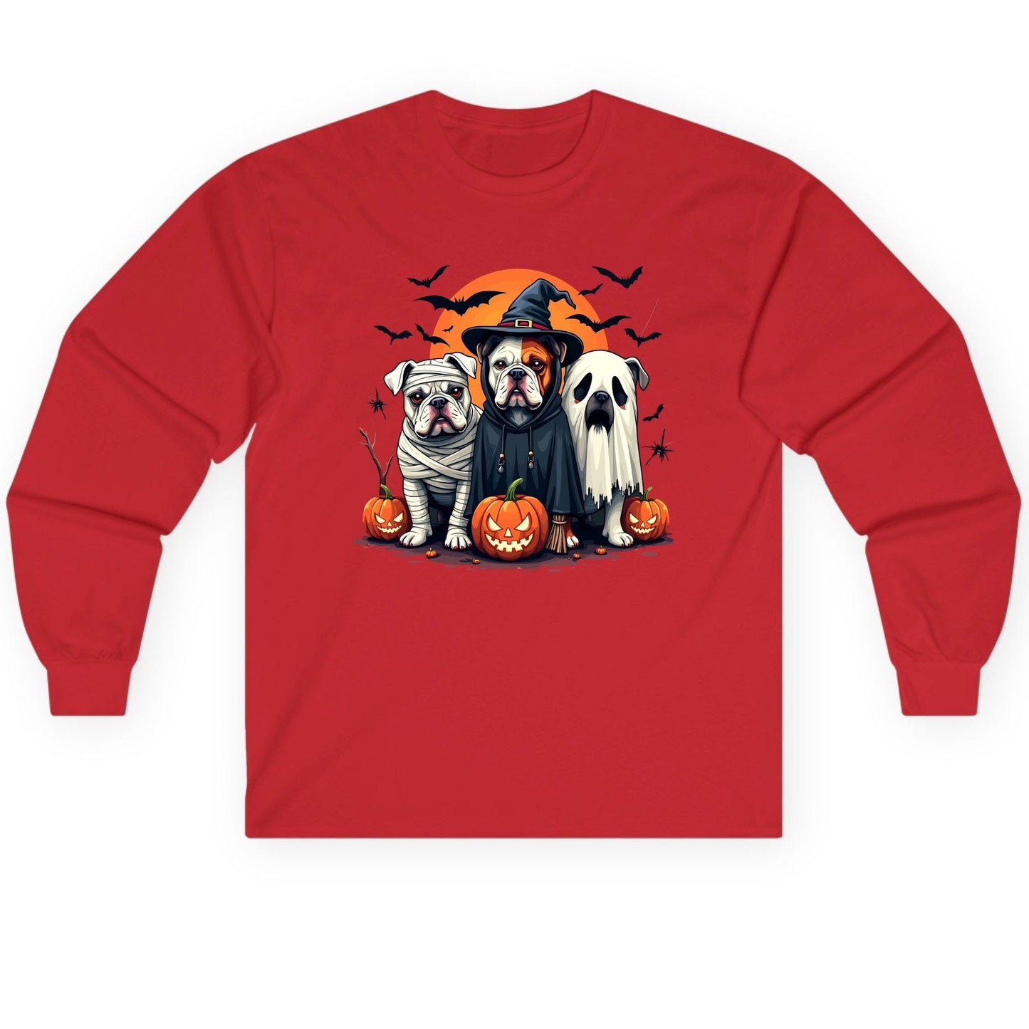 Halloween Bulldogs Costumes Halloween bulldogs Long Sleeve Tee Red product mockup