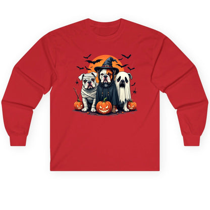 Halloween Bulldogs Costumes Halloween bulldogs Long Sleeve Tee Red product mockup
