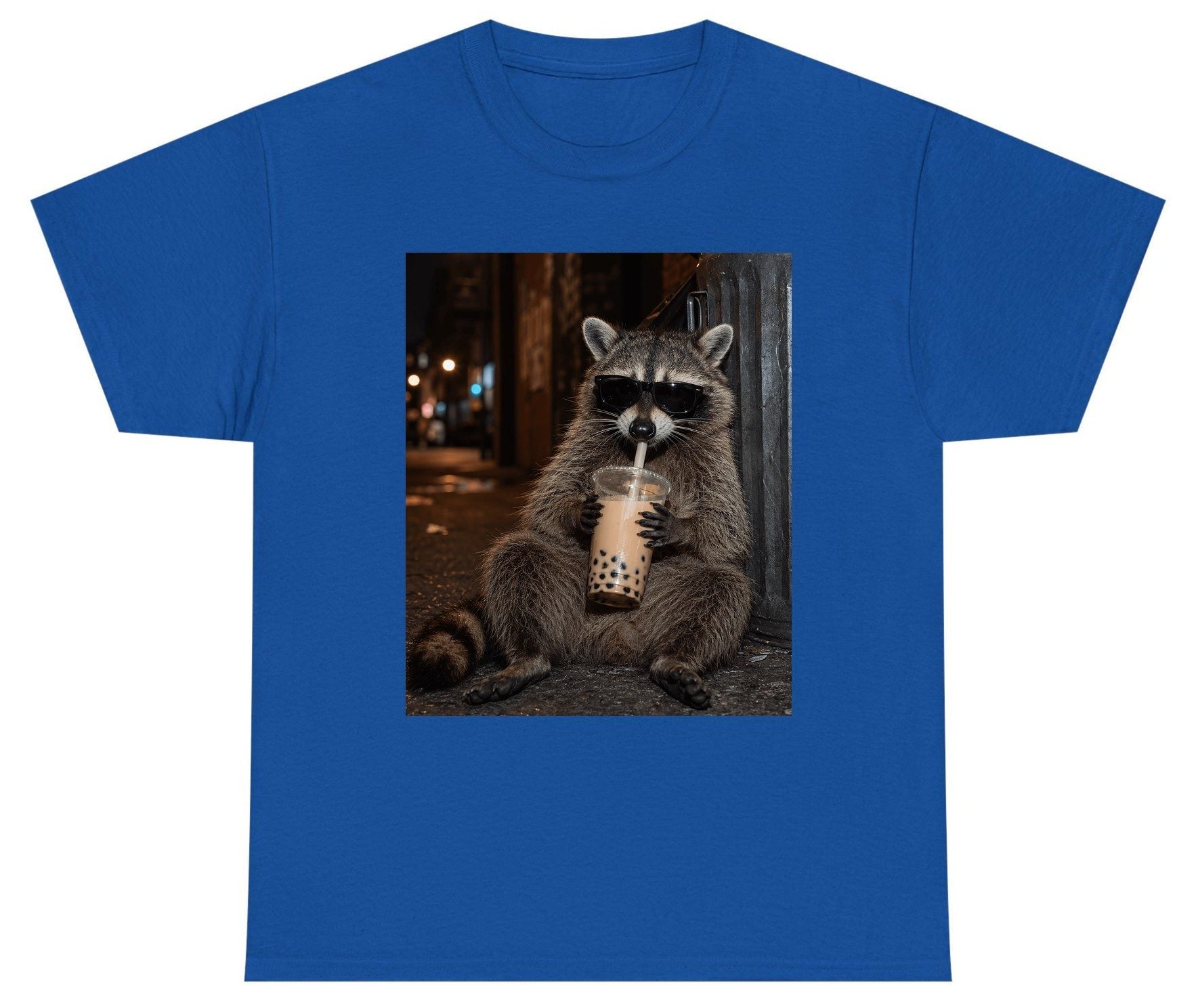 Cool Raccoon Bubble Tea Funny Lovers Youth T-Shirt - product mockup - Royal