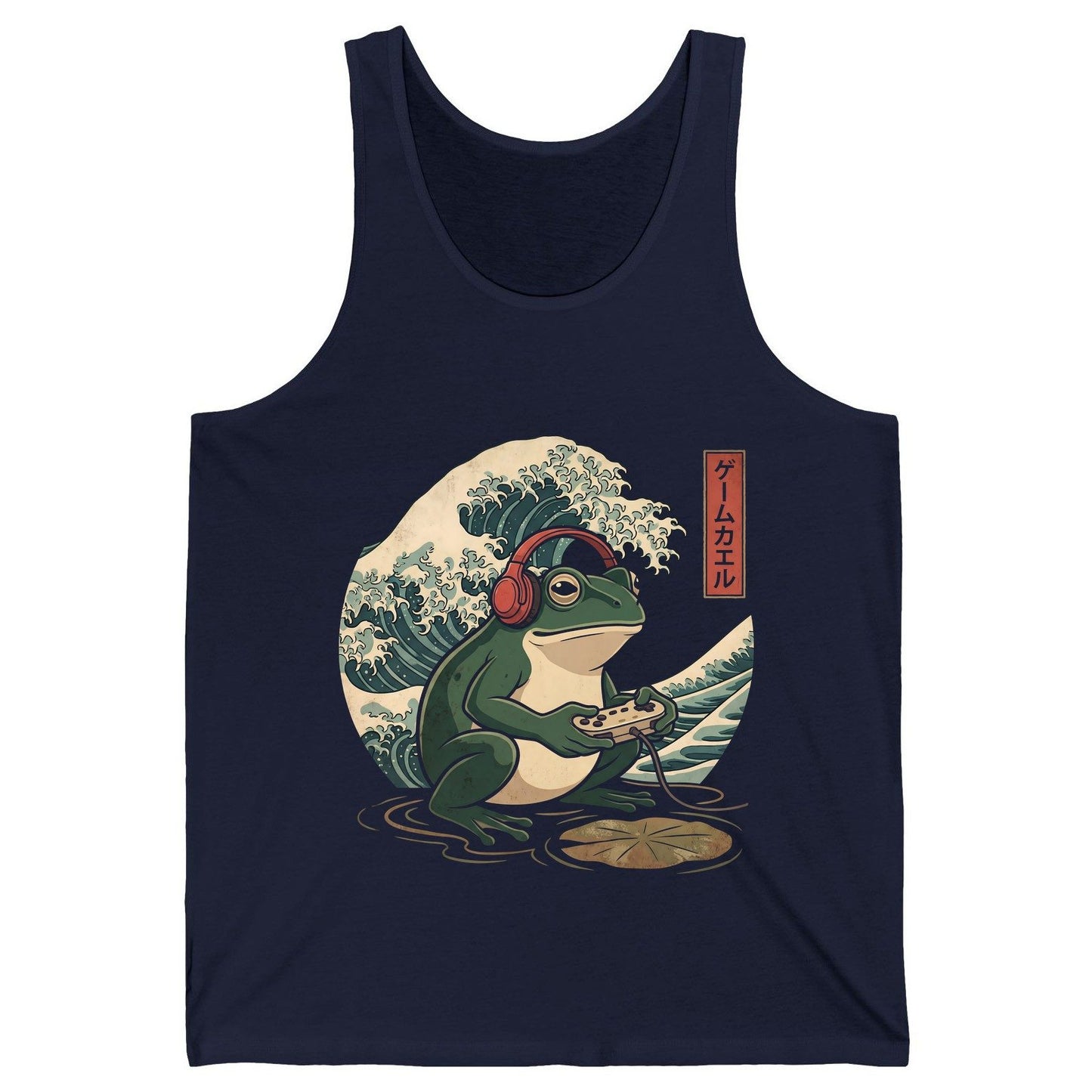 ゲームカエル gamer frog Tank Top Navy product mockup