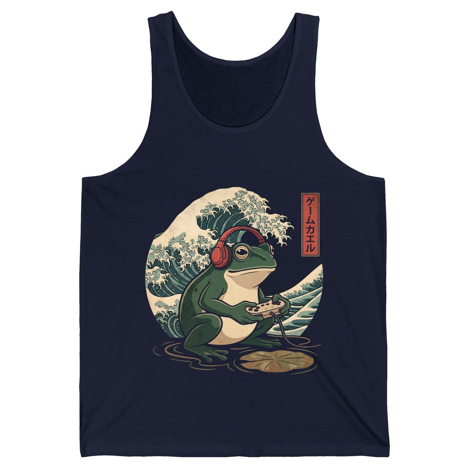 ゲームカエル gamer frog Tank Top Navy product mockup