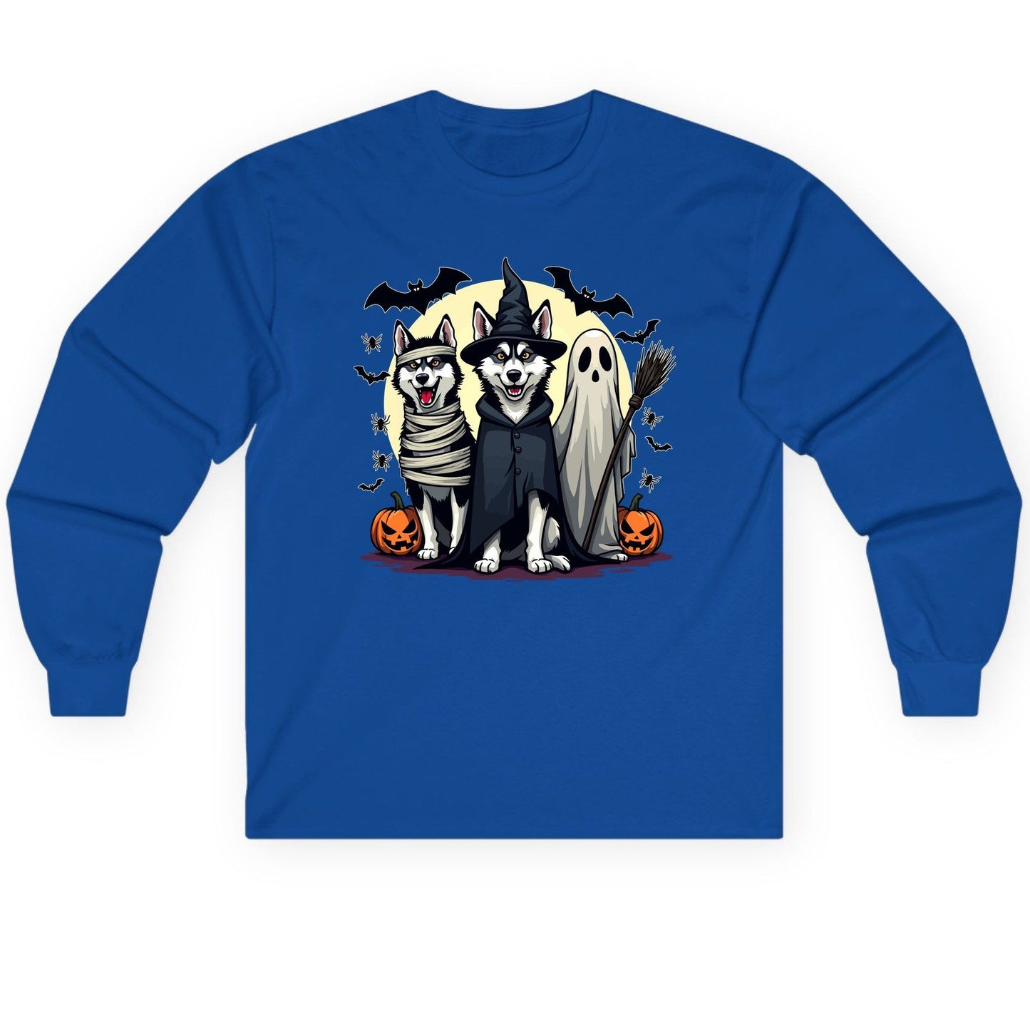 Halloween Huskies in Costumes Halloween huskies Long Sleeve Tee Royal product mockup