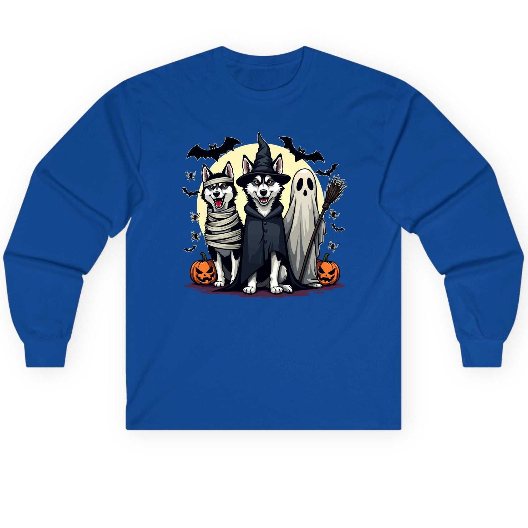 Halloween Huskies in Costumes Halloween huskies Long Sleeve Tee Royal product mockup
