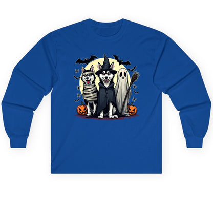 Halloween Huskies in Costumes Halloween huskies Long Sleeve Tee Royal product mockup