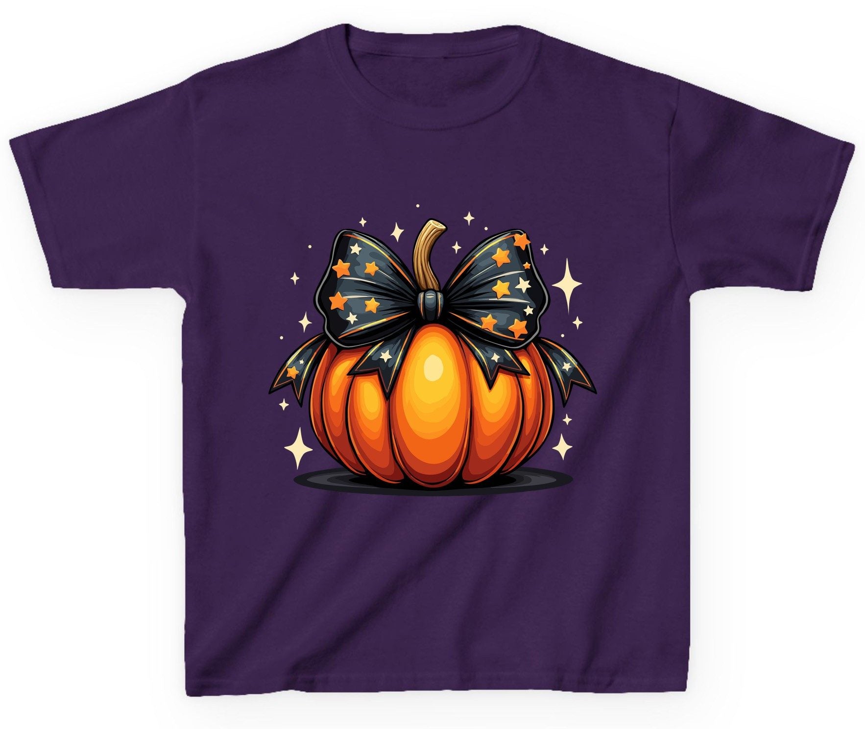 Starry Bow Pumpkin Halloween pumpkin Youth T-Shirt Purple product mockup