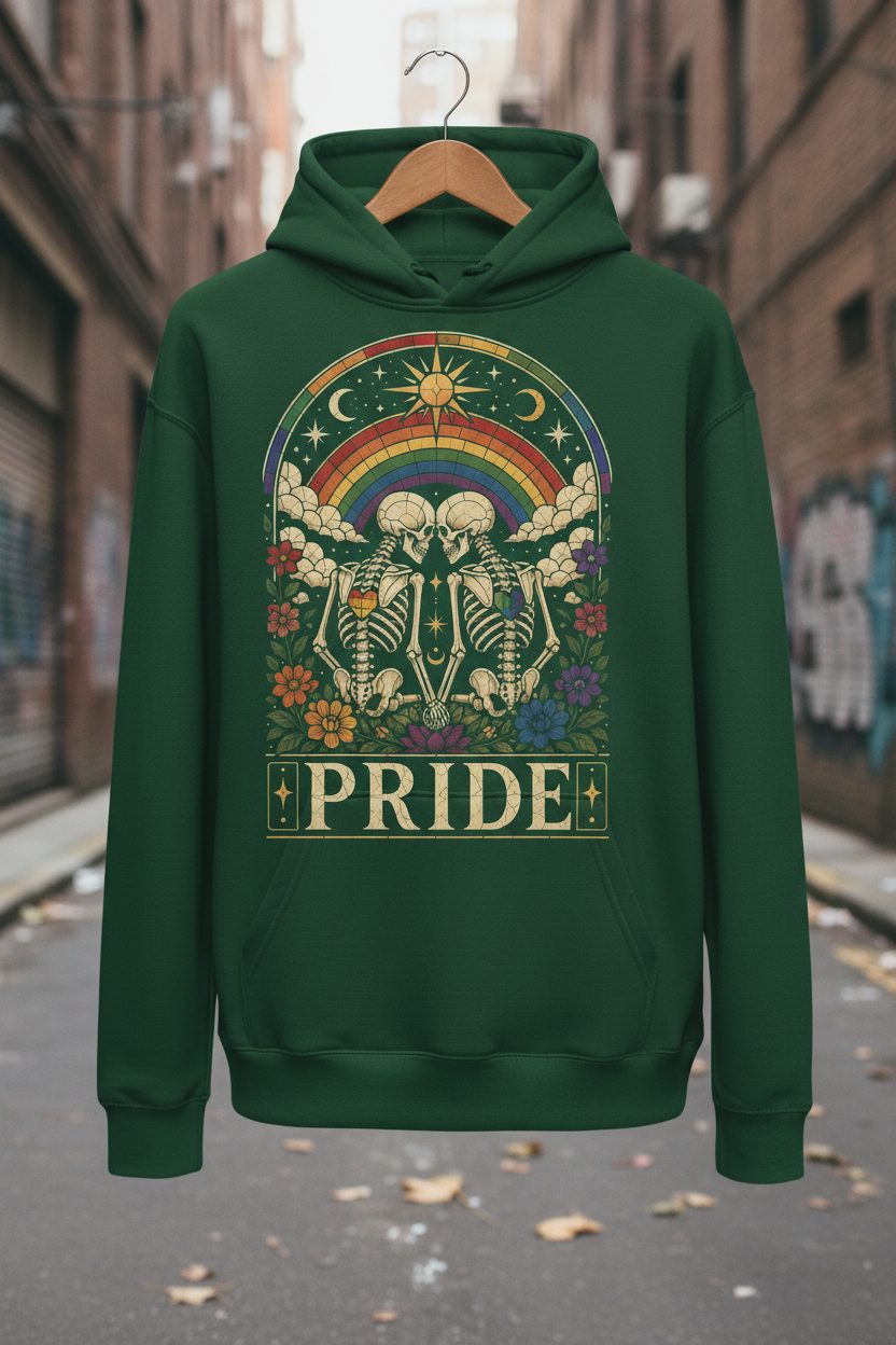 Pride Lgbtq+ Hoodie - product mockup - Forest Green